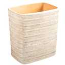 Polytree Bathroom Trash Can 1.8 Gallon Small Kitchen Garbage Can,Decor Wastebasket for Bedroom Office,Resin Hand-Carved Bamboo Wicker,Farmhouse White