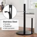 Paper Towel Holder Black, Premium Stainless Steel Kitchen Roll Dispenser, Countertop Roll Organizer with Weighted Base