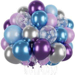 3 x 60pcs Snow Balloons - 12 Inch Purple & Blue Latex Helium Balloons for Birthday Party Arch Garland Kit - Boys & Girls Themed Decorations
