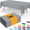 Smiry Disposable Table Cloth - 6 Pack, 54 x 108 Inch Waterproof Rectangle Tablecloths for Parties, Decorative Plastic Table Cover, Leakproof & Sturdy, Grey