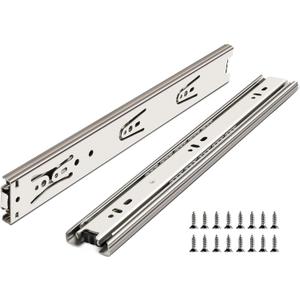 18 Inch Drawer Slides, Plusmart Drawer Slide Glides Ball Bearing Full Extension Cabinet Slides, 3 Folds, 150LB, 6 Pairs