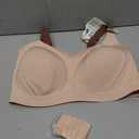 COMFELIE Women No Underwire Bra Comfy Seamless Bras Full Coverage Mesh Bralette with Adjustable Contrast Color Strap Oyster Pink, 2XL