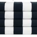 Salt Earth Cotton Striped Beach Cabana Towel, 4 Pack - 30"x60" Quick Dry Towels, Pool Essentials, Travel, Gym & Bathroom Towels, Oversized Beach Vacation Essentials (Navy Blue)