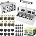 BlumWay Upgraded Soil Blocker, 8 Cell Seed Blocker 2 inch Quad Soil Block Maker Manual with 3 Types of Seed Pins,Hand-held Soil Blocking Tool for Seed Stater Tray Outdoor Plants