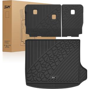 3W Cargo Mat & Backrest Mats for 2022-2025 2026 Jeep Grand Cherokee Accessories, Full Coverage All Weather Trunk Cargo Liner with Backrest Protectors (Include 4xe Not for L or WK), Black
