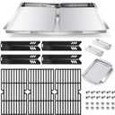 Hiorucet Grill Grease Tray Kits for Dyna Glo DGF493BNP Replacement Parts, Backyard BY13-101-001-12, Adjustable 24''-30'' Drip Pan, Grates, Heat Plates for Dyna Glo Grill Replacement Parts 4 Burner.