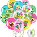Zhanmai 50 Pcs Hawaiian Party Balloon Decorations, Aloha Tropical Luau Latex Balloons for Hawaiian Luau Party Summer Beach Birthday Tiki Bar Wedding Supplies(Happy Summer)