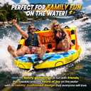 Heavy-Duty Towable Tube for Boating, Boat Tubes with 840D Nylon Cover, Inflatable Water Sport Towables with Front Back Tow Points, Super Sofa Design, Size: 2 Rider