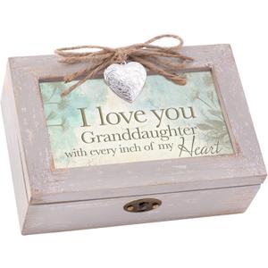 Cottage Garden Love You Granddaughter My Heart Petite Locket Distressed Natural Jewelry Music Box Plays Tune You are My Sunshine