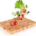 End Grain Cutting Board, Extra Large & Thick, End Grain Built-In Compartment and Juice Canal, Heavy Duty Chopping Board, Thick Carving Board for Bread Fruits Meat (20x15 Inches)