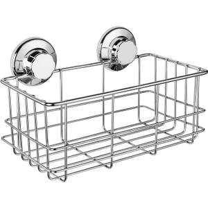 iPEGTOP Suction Cup Deep Shower Caddy Bath Wall Shelf for Large Shampoo Shower Gel Holder Bathroom Storage - Rustproof Stainless Steel (Chrome)
