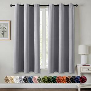 MIULEE Light Grey Blackout Curtains for Bedroom Living Room 63 Inches Long 2 Panels, Thermal Insulated Room Darkening Drapes Solid Grommet Noise Reduction Light Blocking Window Treatments 40x63 Inch