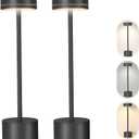 2 Pack Cordless Table Lamp,Bedside Table Lamp for Bedroom,5000mAh Battery Operated Portable LED Desk Lamp,3 Way Dimmable Touch Lamp USB C Charging Ports for Living Room, Desk,Dining Room(Black)