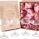VIMERPA Coupe Glasses, Martini Glasses Set of 4, Vintage Champagne Coupe Glasses, 8oz Large Martini Glass, Crystal Retro Style Cocktail Glass for Elegant Bar Drinks, Vintage Art Deco Glassware