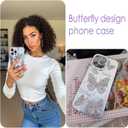 Case for iPhone 15 Pro, Built-in Glitter Camera Lens Cover, Shiny Silver Colorful Butterfly Design for Women Girls, Cute Slim Soft TPU Edge Shockproof Protective Phone Cases 6.1 Inch