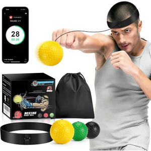 Boxing Reflex Ball Set | Punch Counter APP Included,3 Balls with Different Weights, Adjustable Headband | Hand Eye Reaction Trainer | Boxing Gym Equipment | Fun Fitness for All Ages