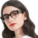 MARE AZZURO Thick Reading Glasses Women Stylish Square Readers 1.0 1.25 1.5 1.75 2.0 2.25 2.5 2.75 3.0 3.5 4.0 5.0 6.0 (Black+clear)