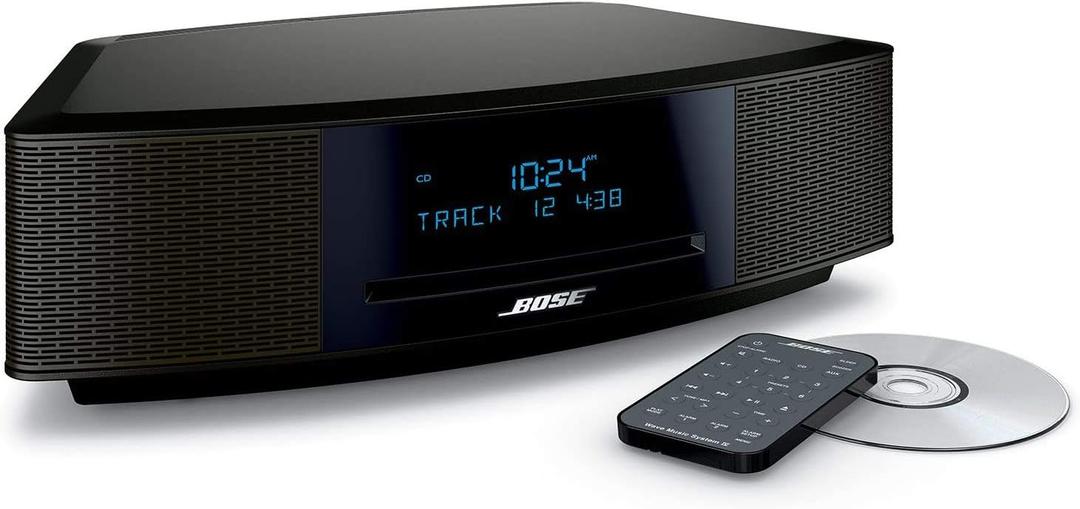 Bose Wave Music System IV - Espresso Black - for Holiday Family Entertainment - CD/MP3 CD Player, Advanced AM/FM Tuner, Dual Alarm, Remote Control, 2.4m AC Power Cable, 4.5" Inches Tall