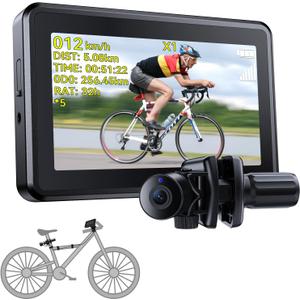 FEISIKE Bike Camera with 4.3" Display, 145 Wide-Angle Night Vision Bike Mirror with Cyclocomputer, Smart Bike Computer with Speed Display for Safer Rides