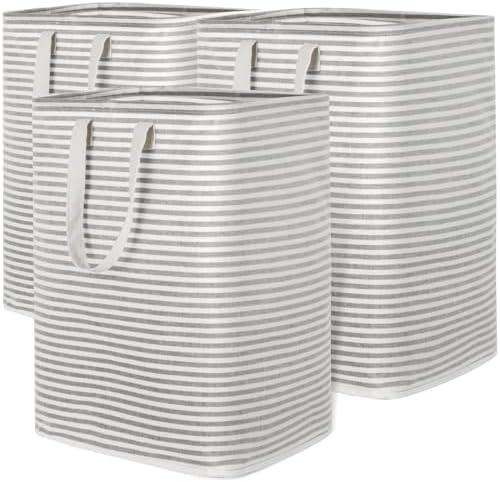 Lifewit 2 Pack Laundry Hamper Large Collapsible Laundry Baskets, Freestanding Waterproof Clothes Hamper with Easy Carry Handles in Laundry Room Bedroom Bathroom College Dorm for Adults, Grey, 3 x 90L