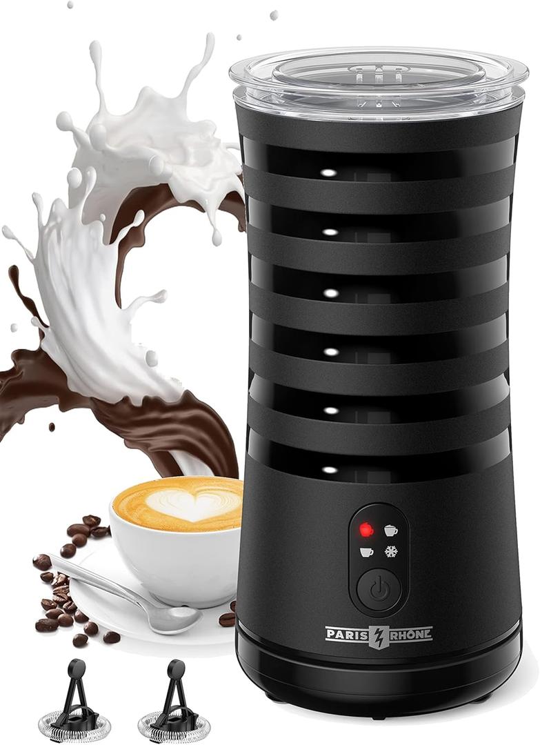 PARIS RHÔNE Electric Milk Frother 4-in-1 Milk Frother for Hot and Cold Milk Foam, Warm Milk, Non-Slip Non-Slip Shape Automatic Shut-Off Milk Container
