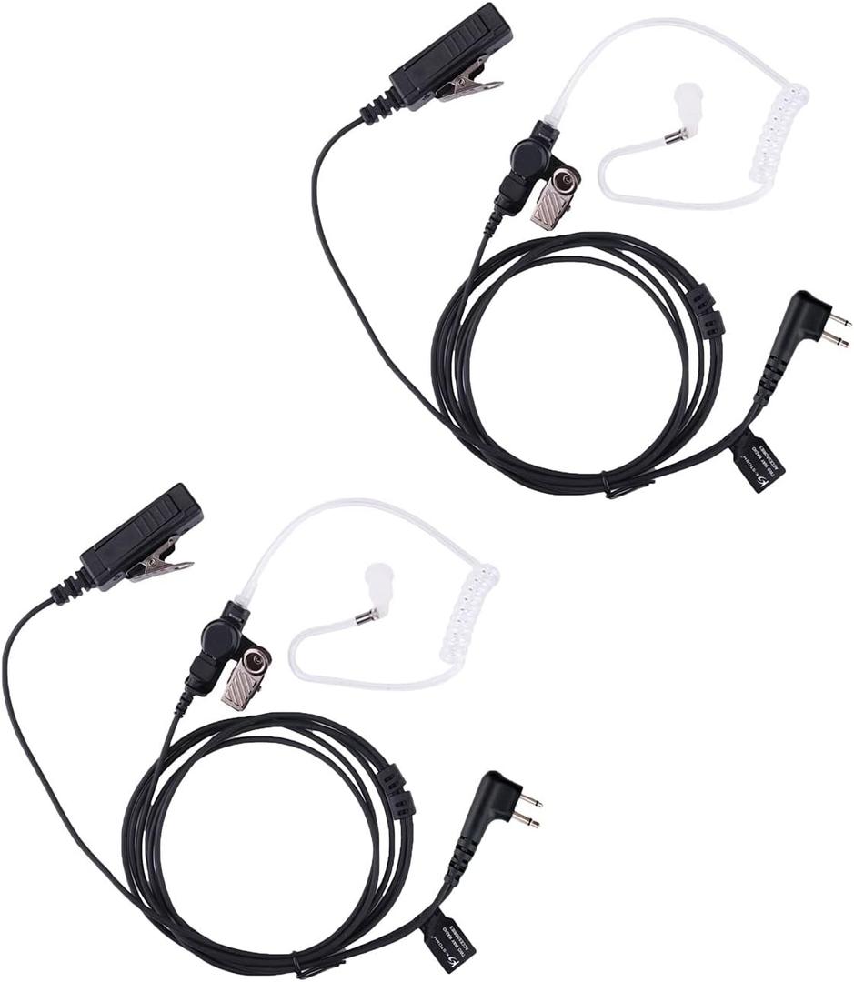 Covert Acoustic Tube Walkie Talkie Earpiece Surveillance Headset with Mic Compatible with Motorola CP200 CLS1110 HKLN4604 HKLN4604A HKLN4604B Radio (2 Pack)