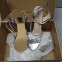 rsxses Platform Chunky Heels for Women Ankle Strap Heels Strappy Sandals with Open Toe Wedding Prom Bridal Women Dress Shoes (Silver, S) Size 11
