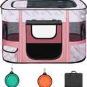 Foldable Dog Playpen Indoor,Expandable Puppy Playpen,Portable Pet Playpen for Small Animals,Waterproof Exercise Kennel Tent Crate for Travel,Camping, Home & Outdoor Use (M 31"L x 22"W x 21"H, Pink)