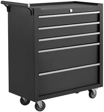 MilleLoom Professional Workstation Version 24" 5-Drawer Rolling Tool Chest - Lockable Storage Cabinet with Wheels for Workshop & Garage Organization
