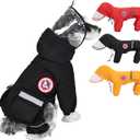 PINA Lightweight Dog Raincoat with Hood, Waterproof Dog Jacket & Poncho for Wet Weather, Full Wrap Design with Reflective Strap and Pocket
, Medium