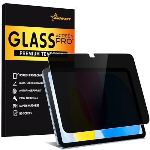 avakot Privacy Screen Protector for iPad 11th A16 2025, Anti-Spy Tempered Glass Film for iPad 10th Generation 10.9 Inch 2022, Private Touch Sensitive HD Clarity Screen Protector for i Pad A16, 1 Pack