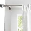 Zenna Home Adjustable Curtain Tension Rod with Decorative Round Finials, No Drill Small Window Rod, Easy Install Expandable Tension Curtain Rod for Windows, 28 to 48 Inch, Brushed Nickel