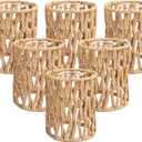 Defined Deco 6 Pack Rattan Lamp Shade,5x5x6Inch Chandelier Shades,Boho Small Lamp Shades Replacement,Cylinder Woven Lampshade for Floor Lamps,Table Lamp,Pendant Light,Wall Sconces Light Fixture