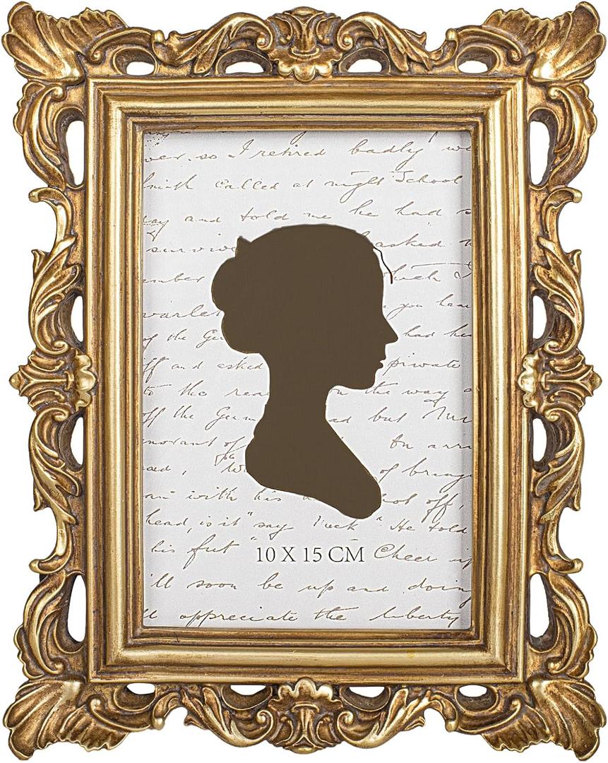 AELS 4x6 Inch Vintage Picture Frame, Elegant Antique Photo Frames with Glass Front, Photo Display, Tabletop Wall Hanging, Gift Ideas