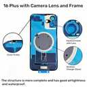 16 Plus Back Glass Replacement for iPhone 16 Plus Rear Back Cover Glass Waterproof and Camera Lens+Professional Repair Tool Kit (Teal)