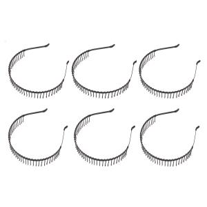 Suoirblss 6 PCS 31 Teeth Unisex Black Metal Toothed Hairdressing Hair Band Head Band Hair Hoop Hair Comb Headwear Accessory for Women and Men