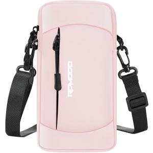 Arm Phone Holder for Running, Crossbody Phone Holder Bag, Phone Arm Bands for Running Hiking, Adjustable Cell Phone Armbands for iPhone Samsung Galaxy LG Card Keys 7.5 Inch (Crossbody Bag Pink) (03-Pink with Crossbody Strap)