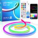 KJOY LED Strip Neon Flexible Rope Light, 11FT/3.5M RGB Neon Rope Lights with App & Remote Control, 12V Cuttable Silicone DIY Creative Rope Lighting Flex Rope for Bedroom Dormitory Kids Room Decor
