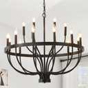 HHR 18-Light Farmhouse Foyer Chandelier Entryway High Ceiling 32 Inch, Modern Black Chandelier for Dining Room, Candle Light Fixtures for Bedroom Hallway Kitchen Living Room