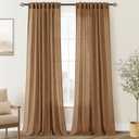 Brown Curtains for Living Room Back Tab Modern Farmhouse Semi Sheer Curtains 96 inches Long 2 Panels Set Muted Neutral Window Curtain for Dining Room Bedroom 52x96