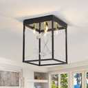 ABEAJAT Black Flush Mount Light Fixtures, 5-Lights Vintage Metal Ceiling Light Fixture, Industrial Rectangle Light Fixtures Ceiling Mount for Farmhouse Kitchen Hallway Dining Room Entrance