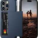 Nvollnoe Compatible with iPhone 15 Pro Case with Card Holder Heavy Duty Protective Dual Layer Shockproof Hidden Card Slot Slim Wallet Phone Cover for Women&Men 6.1 inch(Blue)