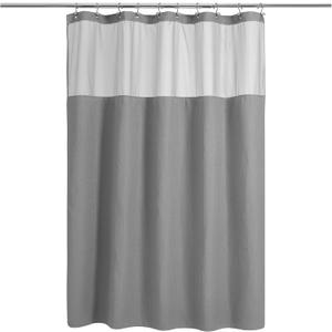 N&Y HOME 54 Inch Waffle Weave Shower Curtain with Snap-in Fabric Liner & 12 Metal Hooks Set - 54" x 72" Shower Stall Size, Hotel Style & Mesh Top Window, Machine Washable - Gray, 54x72