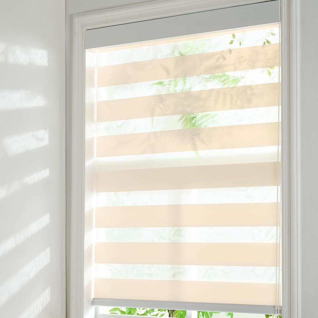 Zebra Roller Shades, Zebra Blinds for Window, Window Blinds for Indoor, Light Control Light Filtering for Day and Night, 29''W X 72''H, Cream