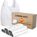 LimonLaviu Plastic Bags - 1000 Pack (11.5'x 6.5" x 21') with Handles for Small Business, Restaurants, Grocery & Trash