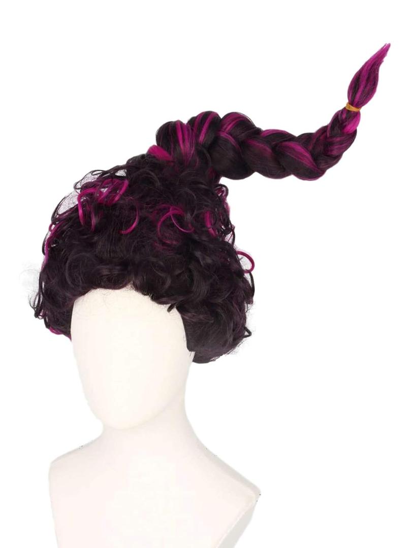 Women's Wig Short Purple Curly Braids Witch Wigs for Women Halloween Costume Party Wig