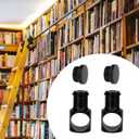 2 Pcs Limiting Stopper Rolling Library Ladder Hardware Kit, Rail Stoppers Sliding Library Ladder Black Track Kit, Track Stopper Rolling Ladder Hardware Limiters