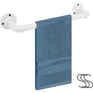 Jeasor Industrial Pipe Towel Rack Towel Bar, Heavy Duty Wall Mounted Rustic Farmhouse Bath Towel Holder for Bathroom (White, 12 inch)