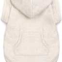 Koneseve Dog Hoodie Fleece, Cat Sweater Warm with Pocket - Soft Clothes for Daily Wear, Basic Hooded Sweatshirts, Winter Coat Clothing, Comfort Tee Shirt Fit for All Breeds Pet - Beige - M (M-(6~9lb) | Chest(~15.3"))