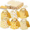 Juvale Party Favor Boxes - 36 Mini Gold 2 x 2 x 2 in With Tags & Strings - 3 Patterns Polka Dot, Stars & Stripes - Paper Packaging for Wedding & Birthday Truffles